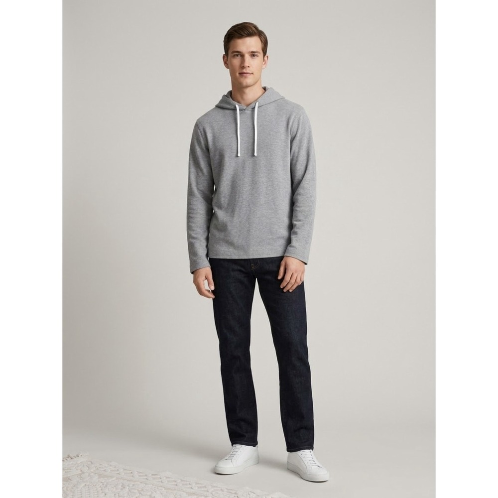 Theory Grey Heather Surf Terry Luxe Pullover Hoodie M Coastal Minimalist Lounge
